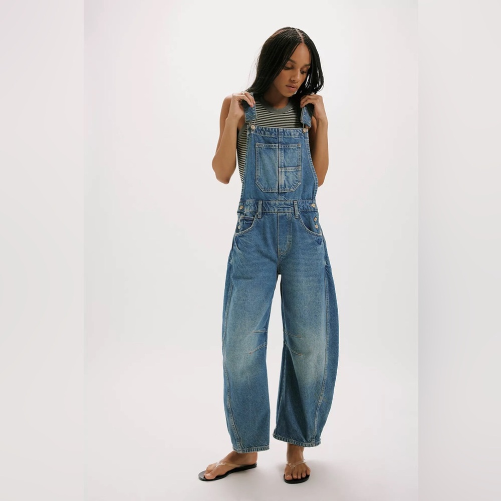 NWOT Free People Good Luck Barrel Overalls